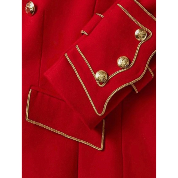 NWT Banana Republic OliviaPalermo Red Military Wool Blend Long Coat Petite Small - Picture 3 of 13